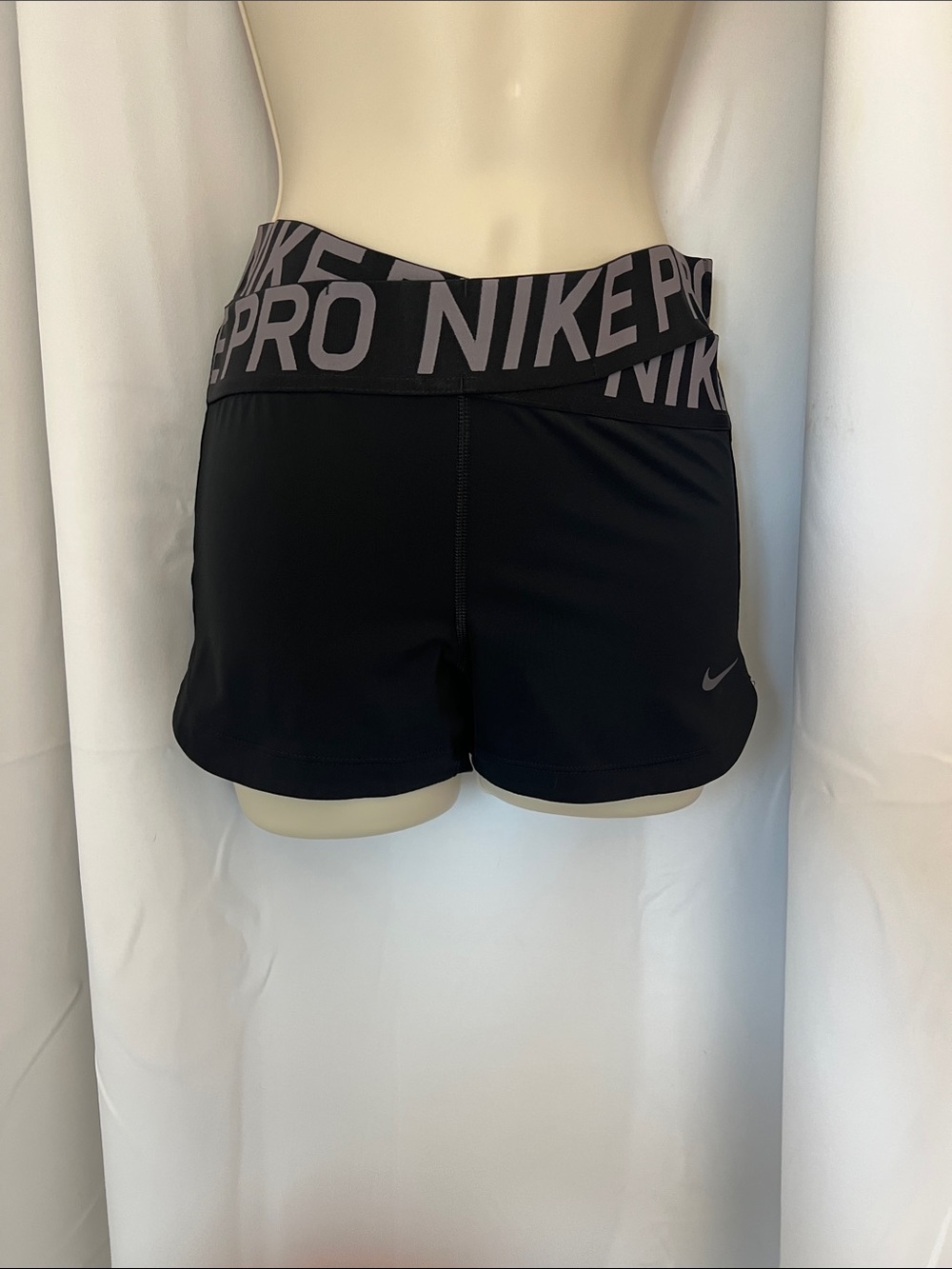 Nike Women's Black Athletic Shorts with Branded Waistband